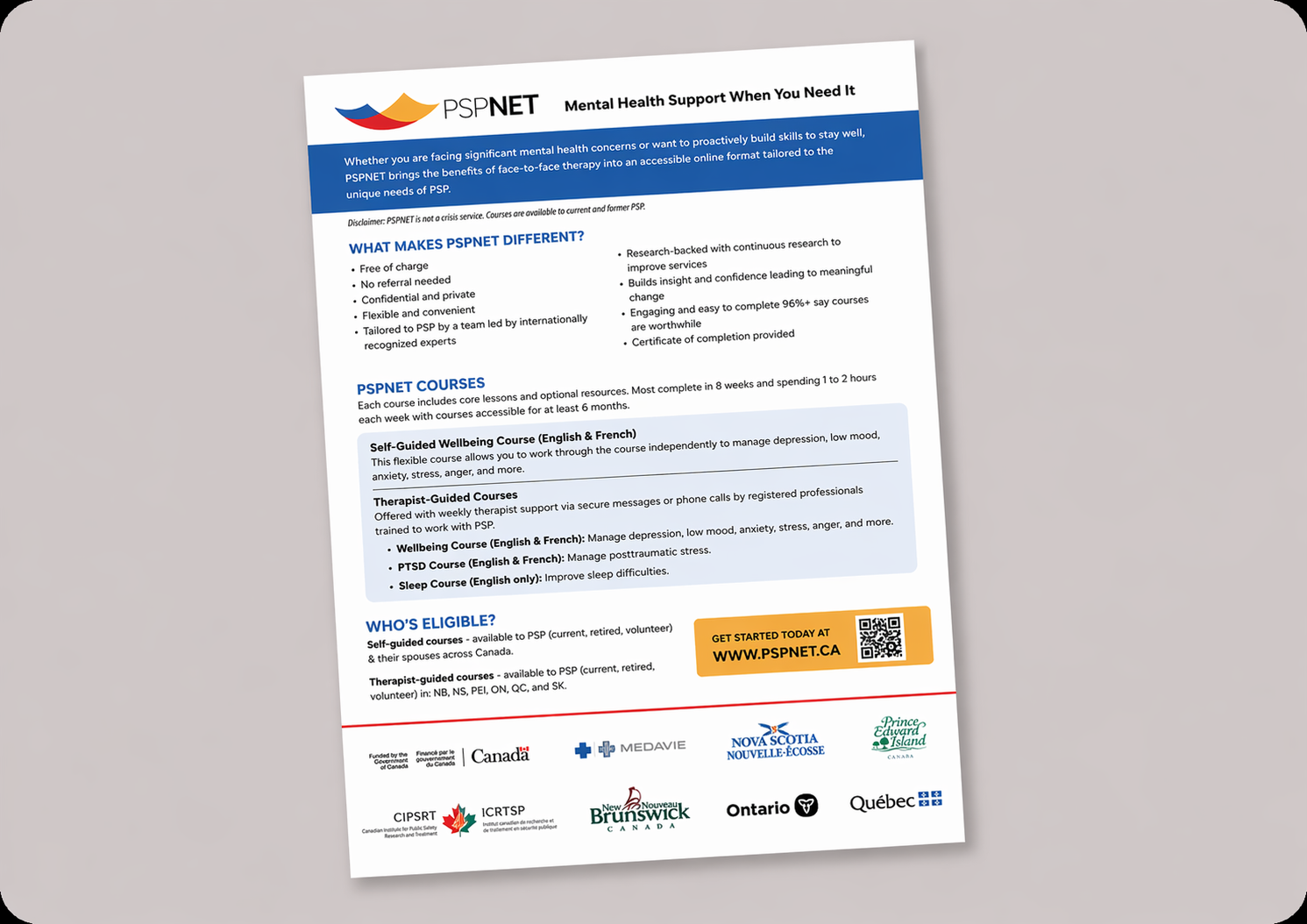 PSPNET Mental Health Support Flyer